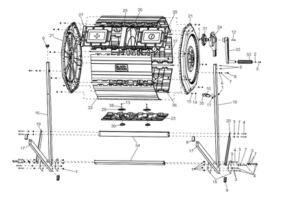 Exploded Diagram A Diagram and Parts List for BDSTGA9701 Type 1 Black and Decker Composter